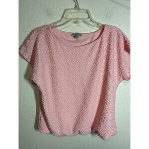 Chenault Blouse Business Casual Boho Textured Top Shirt Pink Size Medium